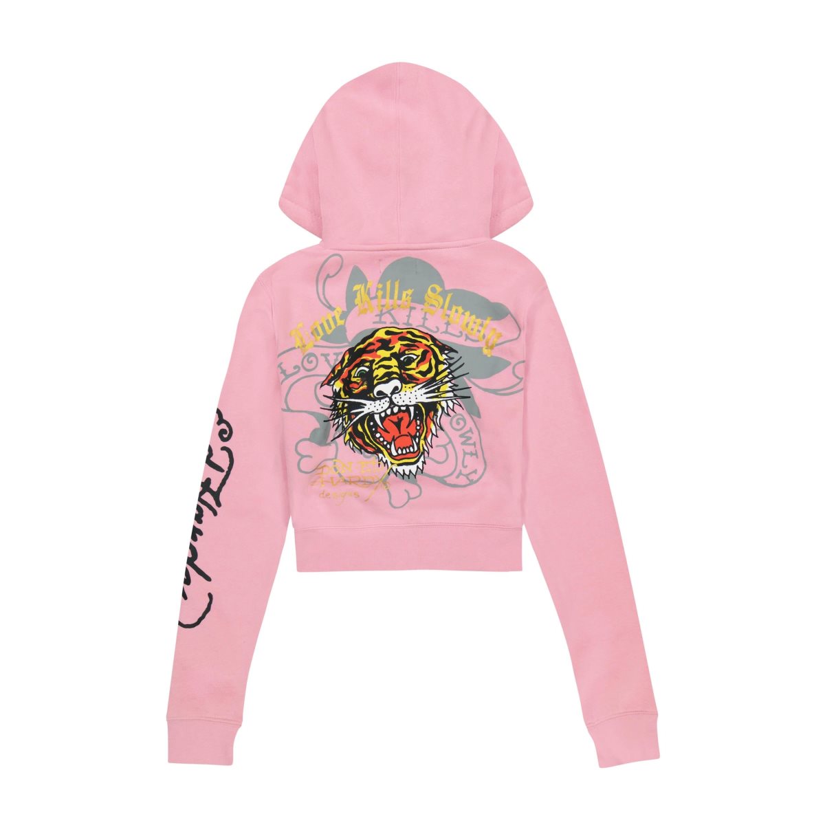 Ed Hardy Tiger Dagger Zip Front Hoodie Naisten Huppari Bubblegum | 3058164-QU