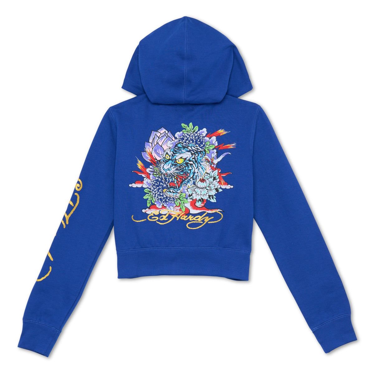 Ed Hardy Tiger Lotus Cropped Hoodie Naisten Huppari Syvä Sininen | 9481603-UZ