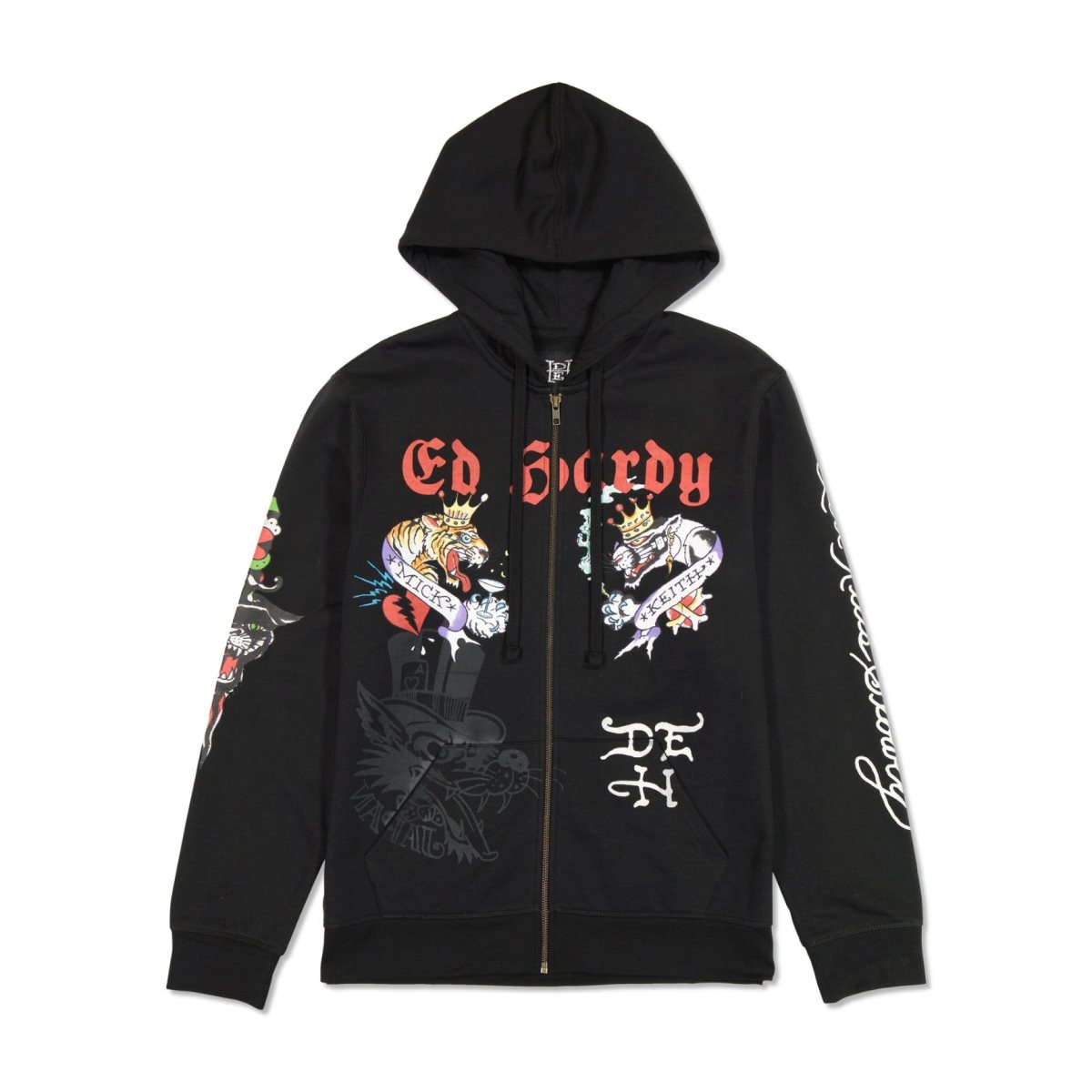 Ed Hardy Tiger Panther Hoodie Miesten Huppari Mustat | 4230856-KI