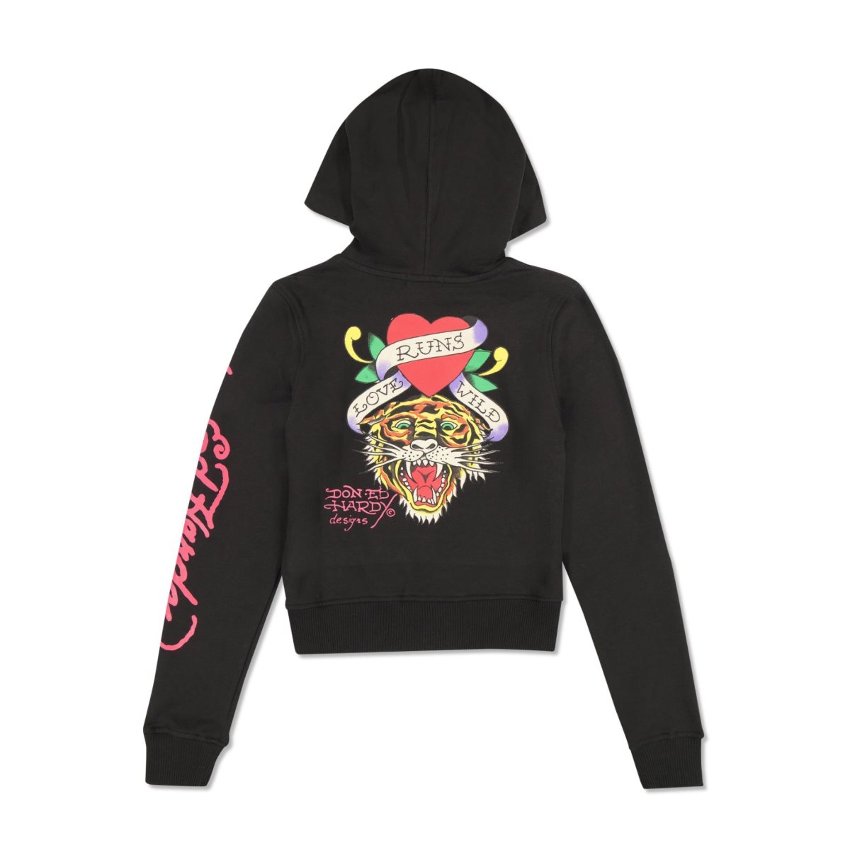 Ed Hardy Tiger Swallow Cropped Zip Fleece Hoodie Naisten Huppari Mustat | 9127086-KM