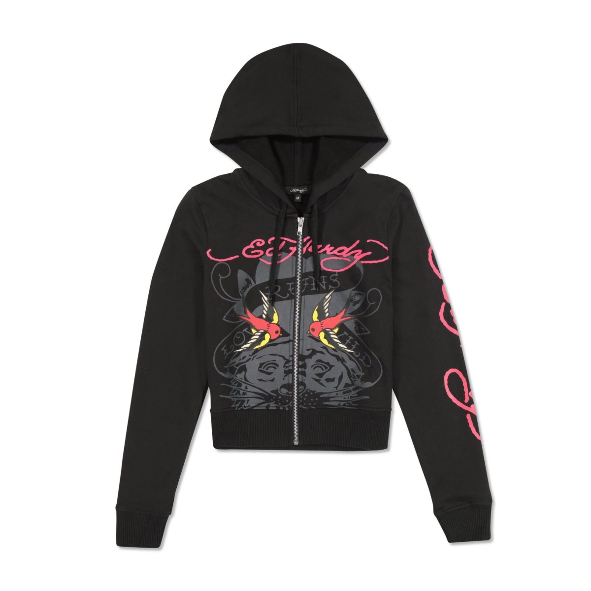 Ed Hardy Tiger Swallow Cropped Zip Fleece Hoodie Naisten Huppari Mustat | 9127086-KM