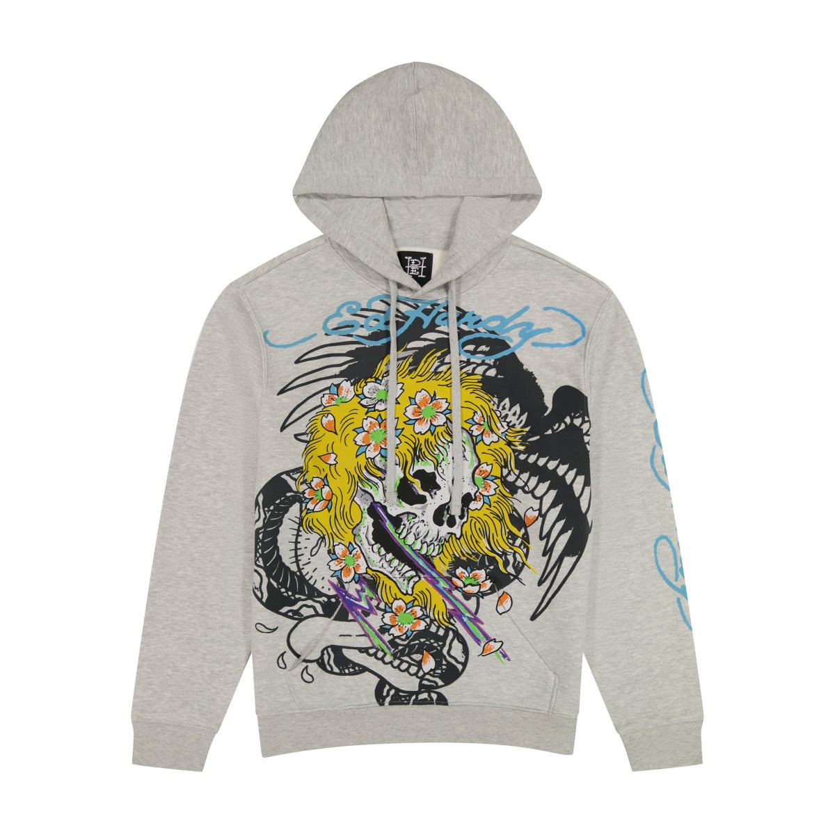 Ed Hardy Yellow Hair Skull Heather Grey Pullover Hoodie Miesten Huppari Harmaat | 9720316-FW